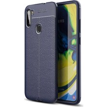 Kilifone - Galaxy M11 - Kılıf Deri Görünümlü Auto Focus Karbon Niss Silikon Kapak