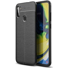 Kilifone - Galaxy M11 - Kılıf Deri Görünümlü Auto Focus Karbon Niss Silikon Kapak