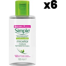 Simple Micellar Makyaj Temizleme Suyu 100 ml X6 Avantaj Paketi