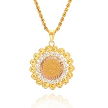 Prenses Pırlanta Kadın 14 Ayar Altın Çeyrek Altın Çerçeveli Halat Zincirle Birlikte