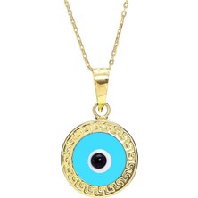 Prenses Pırlanta Kadın 14 Ayar Altın Yuvarlak Model Nazar Göz Kolye