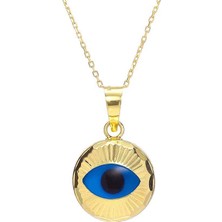 Prenses Pırlanta Kadın 14 Ayar Altın Nazar Göz Kolye