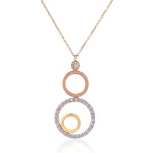 Prenses Pırlanta Kadın 14 Ayar Altın Sarı Beyaz Rose 3 Renk Kolye