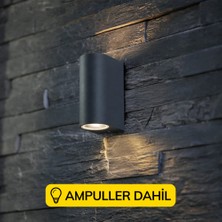 Full Reyon Çift Yönlü Dekoratif Duvar Aplik Ampuller Dahil Beyaz Işık - Antrasit