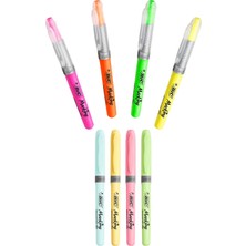 Bic Grip Pastel Fosforlu Kalem 4'lü + Flex Fosforlu Kalem Canlı Renkler 4'lü