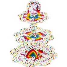 Partijet Unicorn Rainbow Lisanslı Cupcake Standı