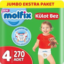 Molfix Külot Bebek Bezi Beden: 4 (9 - 14 Kg) Maxi 270'LI Jumbo Ekstra Pk