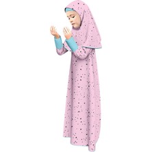 Oulabi Mir Kız Çocuk Namaz Elbisesi Yıldız Desenli Kolu Manşetli