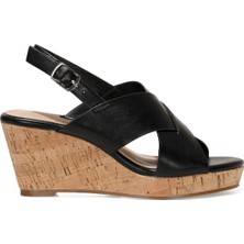 Nine West Zaurıa 1fx Siyah Kadın Dolgu Topuklu Sandalet