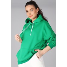 Sweetness Kadın Yeşil Kapüşonlu Sweatshirt
