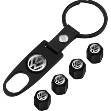 Gardenauto Volkswagen Polo 2002-2009 Metal Anahtarlık ve Sibop Kapağı Seti (Siyah-Beyaz)