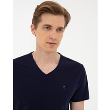 Pierre Cardin Erkek Lacivert Slim Fit Basic V Yaka Tişört 50239846-VR033