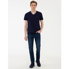 Pierre Cardin Erkek Lacivert Slim Fit Basic V Yaka Tişört 50239846-VR033