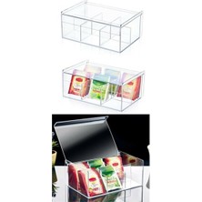 Gül Home Store Çay Kutusu 6 Bölmeli Kapaklı Poşet Bitki Çayı Saklama Kabı