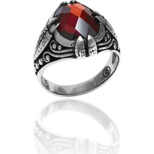 Midyat Nurtaş Gümüş Yakut Taşlı Pençe Tasarım Erkek Gümüş Yüzük