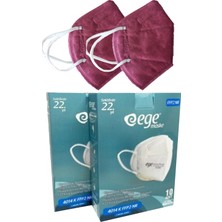 Ege Maske N95 4014 K Ffp2 Maske 10'lu Bordo
