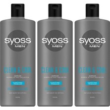 Syoss Men Clean & Cool Şampuan 500 ml x 3 Adet