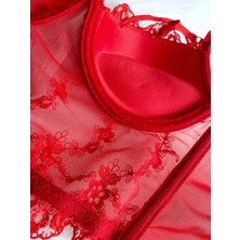 Gece İncisi Kırmızı Destekli Bralet Takım