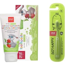Splat Çilek Kiraz 2-6 Yaş Çocuk Diş Macunu 50 ml + So Happy Çoçuk Diş Fırçası +4 Yaş Yeşil
