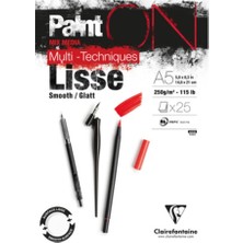 Clairefontaine PO975728 Paint On Lisse A5 250 gr 25 Sayfa 4'lü Eskiz Defteri