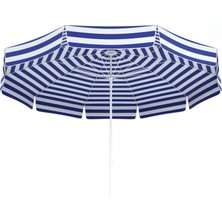 Tevalli Parasols 240 cm Elite Taşıma Çantalı Plaj Balkon Şemsiye - Mavi Beyaz Çizgi