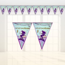 Süsle Bebek ve Parti Deniz Kızı İyiki Doğdun Üçgen Bayrak Flama - 2,00 mt.