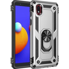 Caseart Samsung Galaxy A01 Core Kapak Military Yüzüklü Stantlı Panzer Tank Kılıf Gri