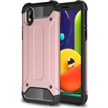 Caseart Samsung Galaxy A01 Core Kapak Çift Katmanlı Zırh Tank Kılıf Rose Gold