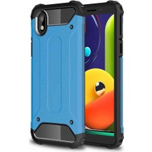 Caseart Samsung Galaxy A01 Core Kapak Çift Katmanlı Zırh Tank Kılıf Mavi