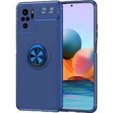 Caseart Xiaomi Redmi Note 10S Kılıf Renkli Yüzüklü Manyetik Silikon Kapak Mavi Mavi