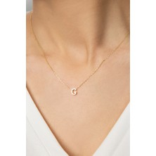 Elika Silver Kadın Altın Kaplama Üç Boyutlu G Harf  Model 925 Ayar Gümüş Kolye