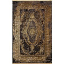 Eko Halı Anatolia Ant 01 Antrasit Altın Klasik Desenli Sık Dokuma Akrilik Viskon Salon Halısı