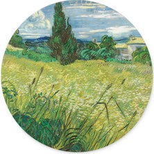 Wuw Van Gogh Green Field Yuvarlak Kaymaz Taban Mouse Pad