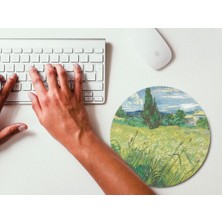 Wuw Van Gogh Green Field Yuvarlak Kaymaz Taban Mouse Pad