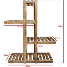 Metropol Ahşap Çiçeklik Saksılık Raf