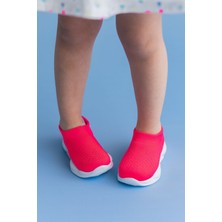First Step Ultra Hafif Memory Foam Iç Taban Çocuk Triko Spor Ayakkabı Neon PEMBE-M-1002