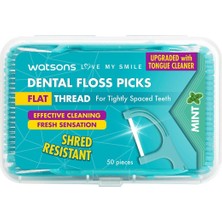 Watsons Flat Thread Dental Floss Picks Mint 50 Adet