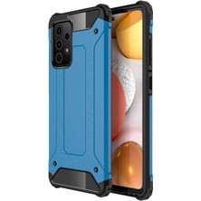 Caseworld Samsung Galaxy A52 Kapak Çift Katmanlı Zırh Tank Kılıf Mavi