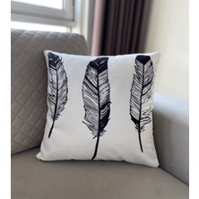 Lia Store Siyah Tüy Desenli Dekoratif Kırlent Kılıfı