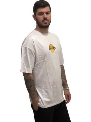 Amor Man Los Angeles Lakers Baskılı Yüzde Yüz Pamuk Oversize Güneşe Dayanıklı Trend Erkek Tshirt