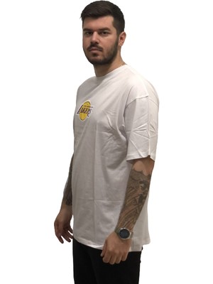 Amor Man Los Angeles Lakers Baskılı Yüzde Yüz Pamuk Oversize Güneşe Dayanıklı Trend Erkek Tshirt