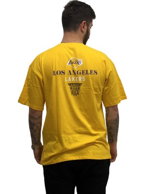 Amor Man L0S Angeles Lakers Sırt Baskılı Pamuk Ter Tutmayan Oversize Bol Kesim Erkek Trend Tshirt