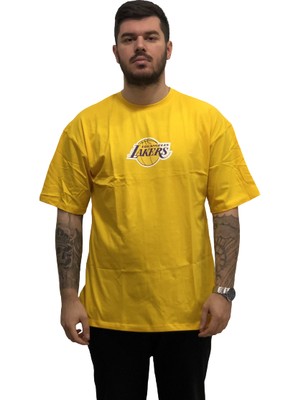 Amor Man L0S Angeles Lakers Sırt Baskılı Pamuk Ter Tutmayan Oversize Bol Kesim Erkek Trend Tshirt