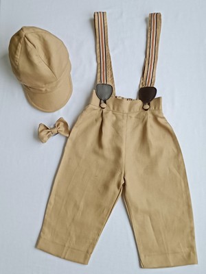 Momsandbabies Erkek Bebek-Çoçuk Bal Renkli Salopet Pantolon Takım