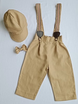 Momsandbabies Erkek Bebek-Çoçuk Bal Renkli Salopet Pantolon Takım
