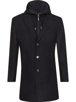 Süvari Kapşonlu Siyah Erkek Kaban