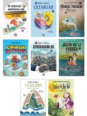 Parmak Çocuk Yayınları Parmak Çocuk Dünyayı Kurtaran Arı+Çiçekoğlan+Yüzgeçli Yolcular + Sülün Kız'la Ayseren + Çocukluk Hiç Bitmese + Demiradamlar + Yeşildağ + Pamira ve Bay Sol 8 Kitap - 7+ Yaş