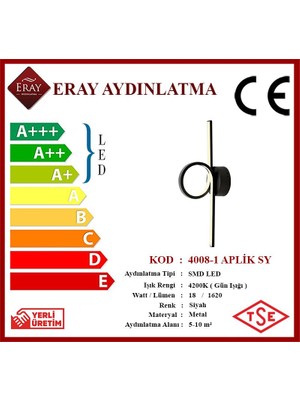 Eray Aydınlatma 4008-1 Siyah LED Aplik