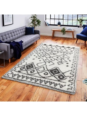 Payidar Halı 5 cm Soft Lüx Shaggy 3890A Beyaz / Gri 160x230 cm