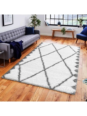 Payidar Halı 5 cm Soft Lüx Shaggy 3892A Beyaz / Gri 120x180 cm